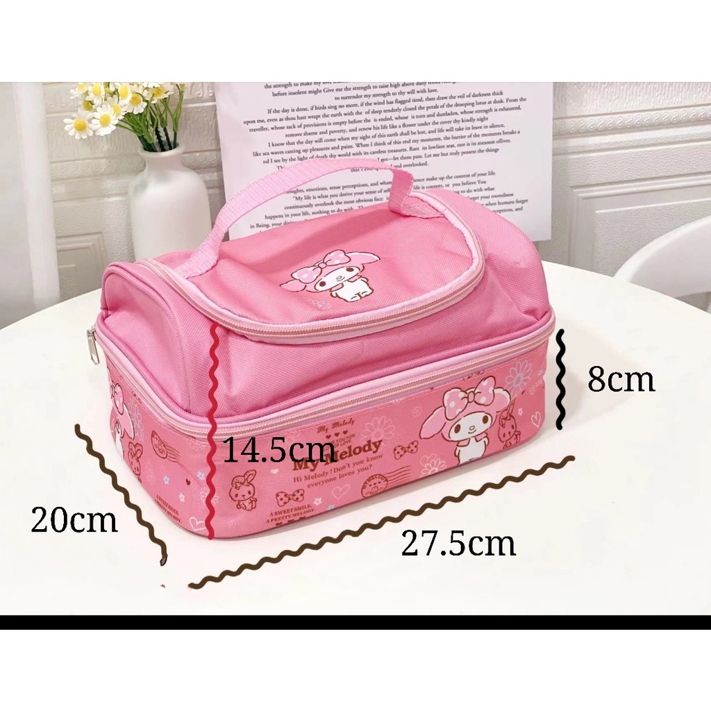 Tas bekal susun hello kitty sanrio lunch bag TB010 double layer melody snoopy aluminium foil