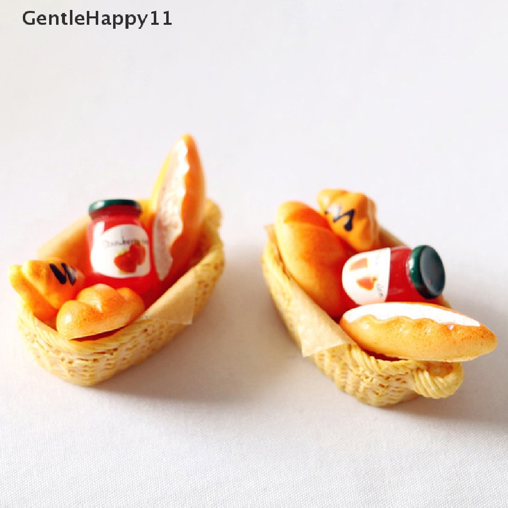 GentleHappy 5pcs/set Dollhouse Miniature Accessories Simulation Bread Basket Model Toys id