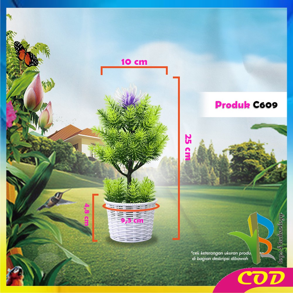 RB-C606 C611 Ornamen Tanaman Bunga Bonsai Plastik Dekorasi Meja Pajangan Tanaman Hias Artificial Flower / Bunga Hias Dekorasi Ruangan