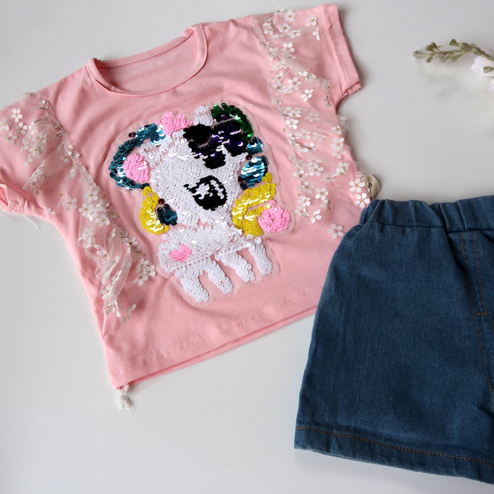 Setelan Kaos Anak Perempuan Import Premium Sequeen Colour Unicorn Bayi - 3 Tahun