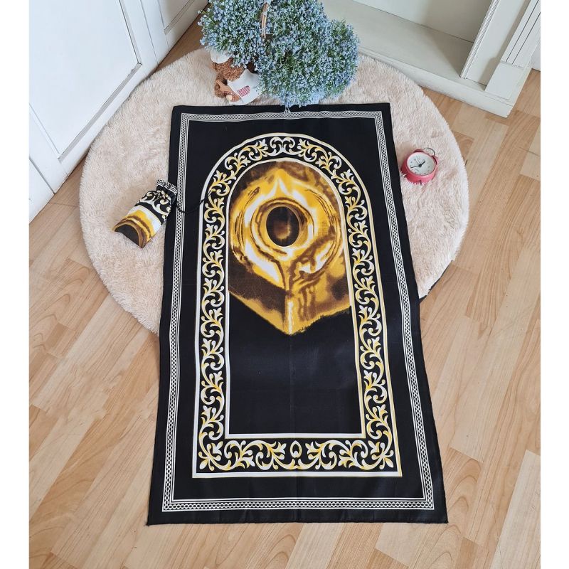 sajadah traveling motif kiswah hitam/ sajadah travel