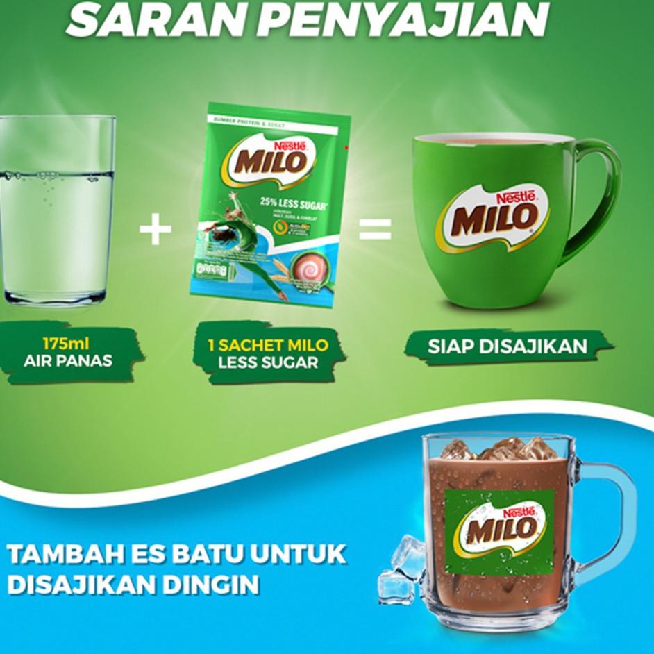 

Trend!! NESTLE MILO Less Sugar Susu Cokelat Rendah Gula isi Sachet 10 x 28g