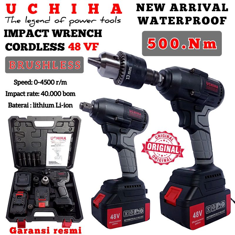 NewImpact Wrench Cordless type 48Vf double baterai UCHIHA japan fulset koper