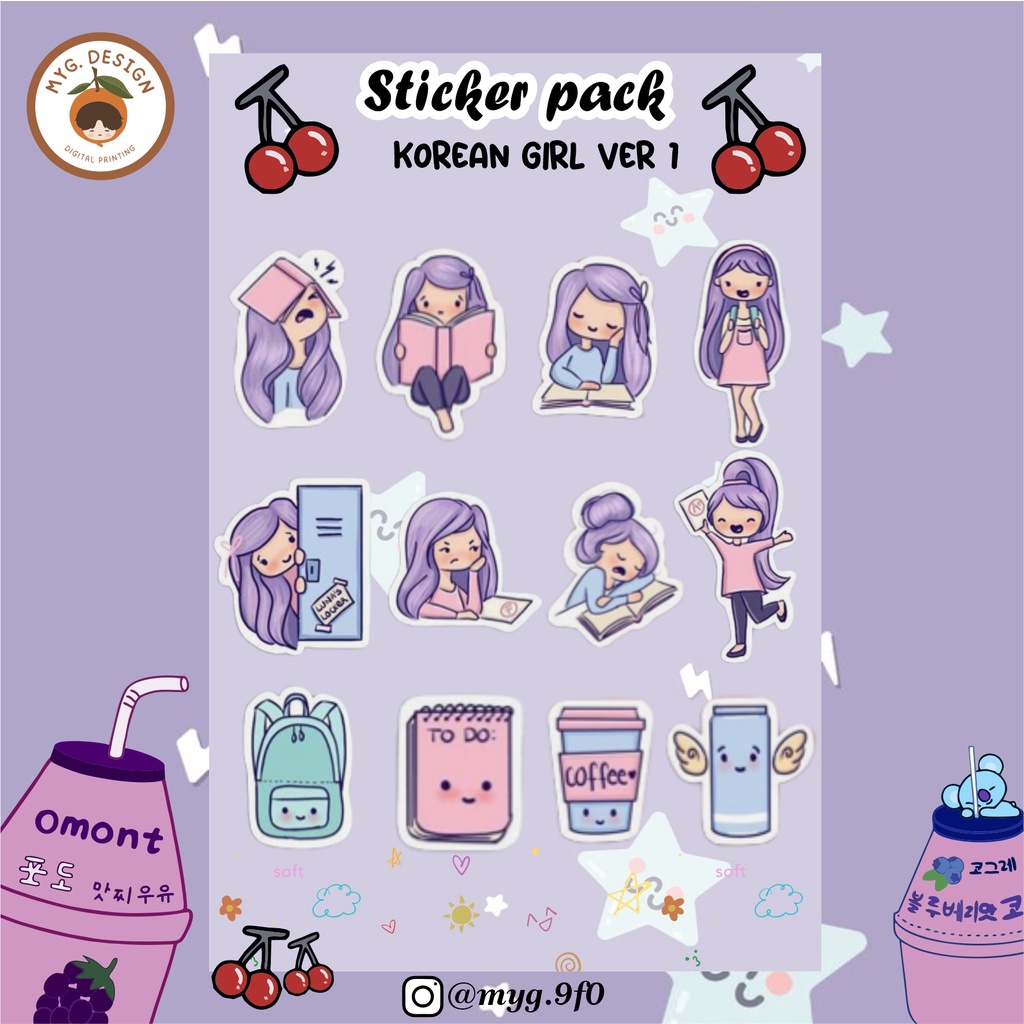 STICKER PACK KOREAN GIRL VER - ANTI AIR GLOSSY