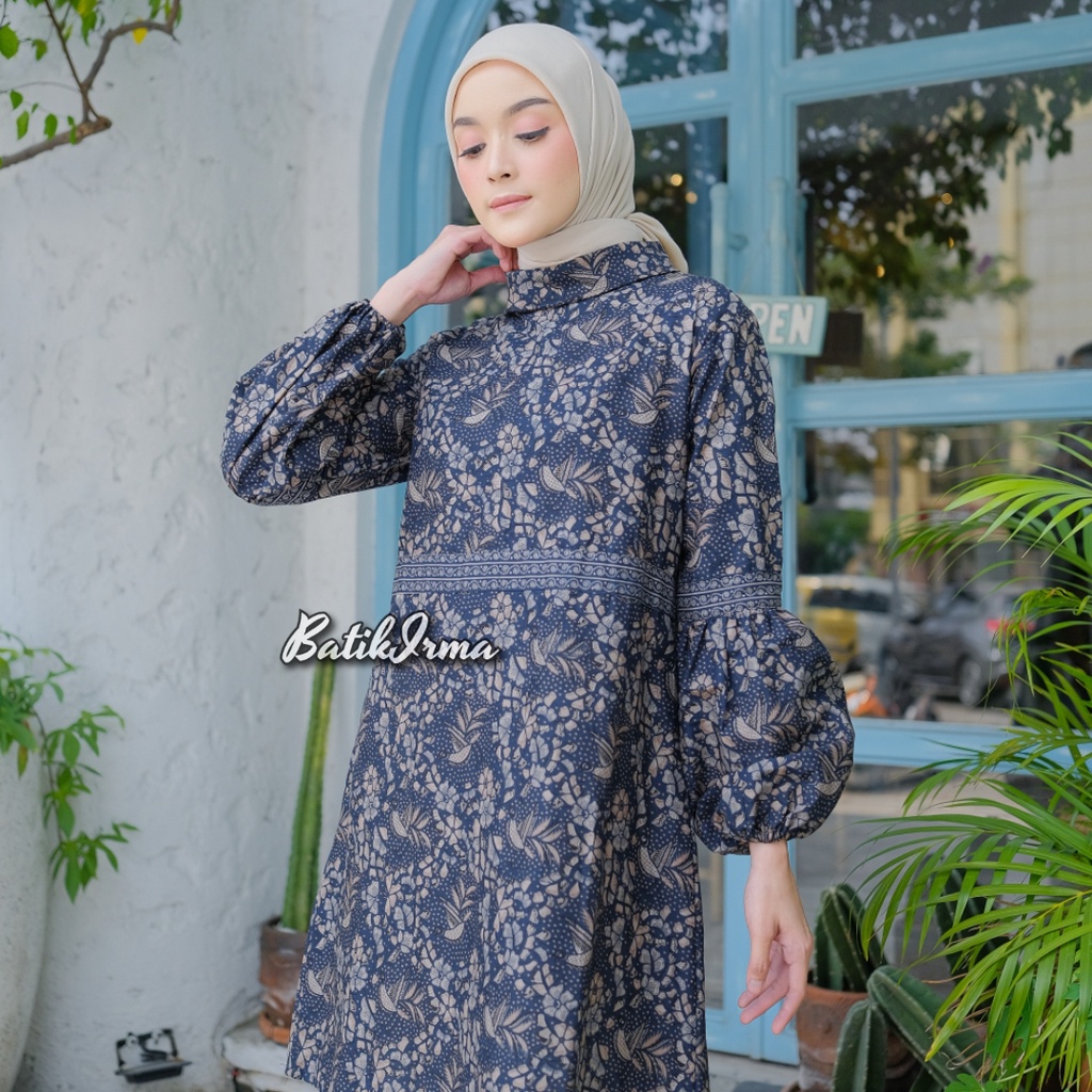 Tunik Batik Wanita Lengan Balon Tunik Batik Terbaru Motif Jaiz Batik Irma