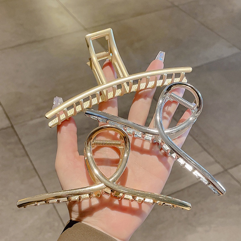 Korea Fashion Baru Sederhana 14 cm Kebesaran Logam Klip Rambut Hair Claw Hair Pin Aksesoris Rambut Wanita Korea&lt;Unk&gt; 14 cm &lt;Unk&gt;金&lt;Unk&gt;