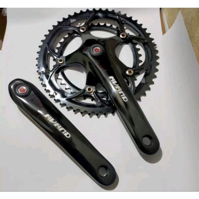 Avand Crank Sepeda Roadbike Balap Road Bike Double Merk Avand 53t 39t Hitam 52t 42t Silver 53 39 T &amp; 52 42 T Gir Tengah Rotel