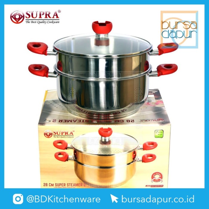 PANCI SUPRA STAINLESS LANGSENG KUKUS STEAMER 28 CM 2 SUSUN