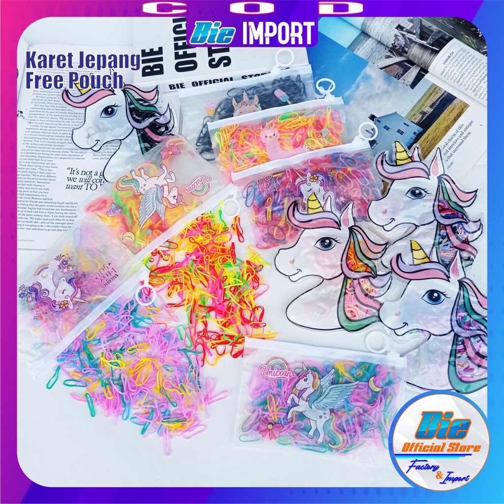 Ikat Rambut Karet Jepang Free Pouch Unicorn Impor Best Seller