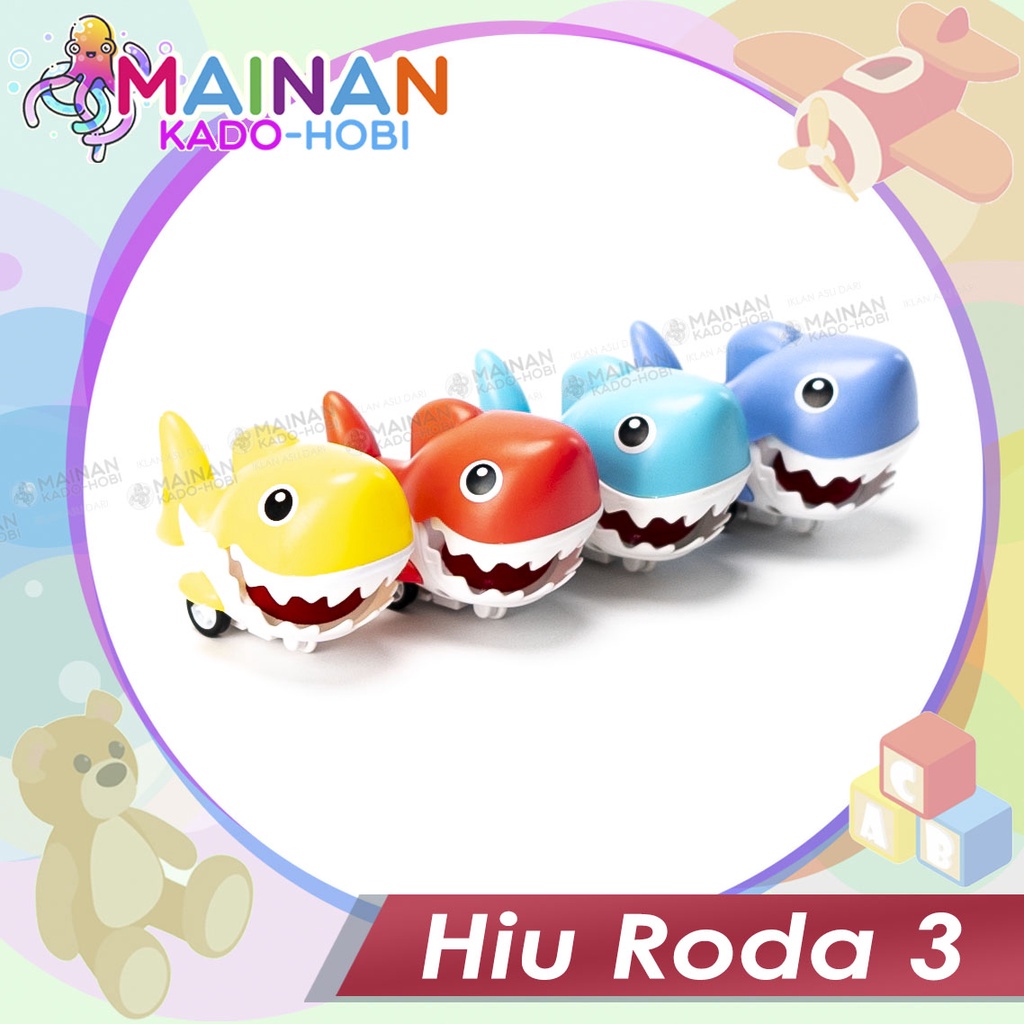 MAINAN ANAK PRESS CAR PULL BACK ANIMAL MOBIL SHARK HIU RODA DUA