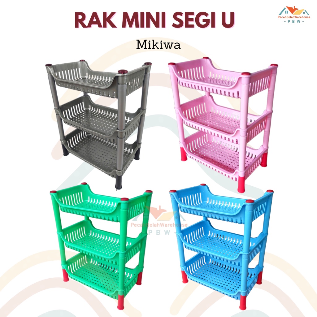 Rak Plastik Mini Segi U Susun 3 / Rak Susun 3 Plastik / Rak Plastik / Rak Bumbu