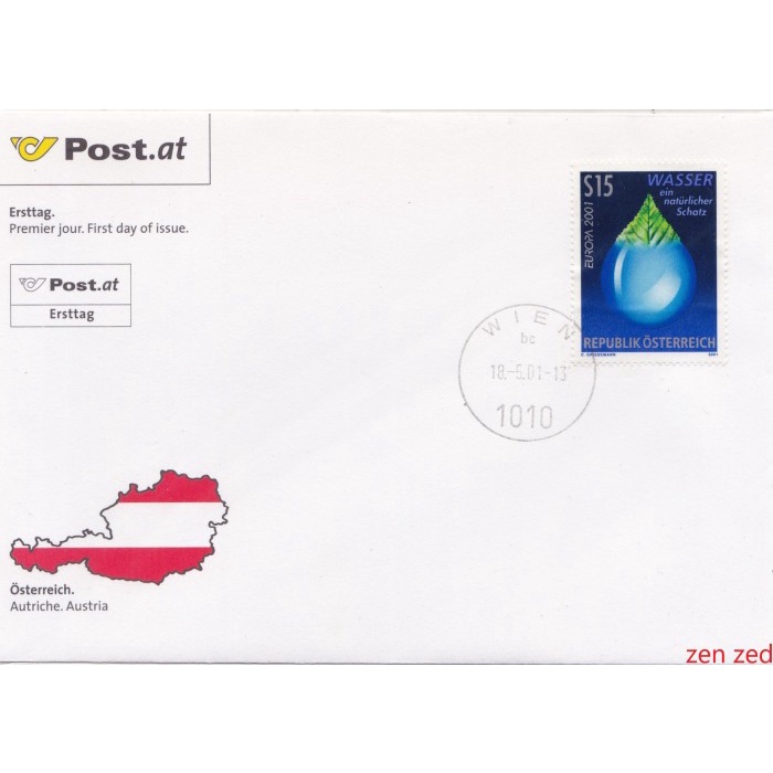 

A486 Prangko Austria FDC 2001 EUROPA Stamps - Water 1 Pcs