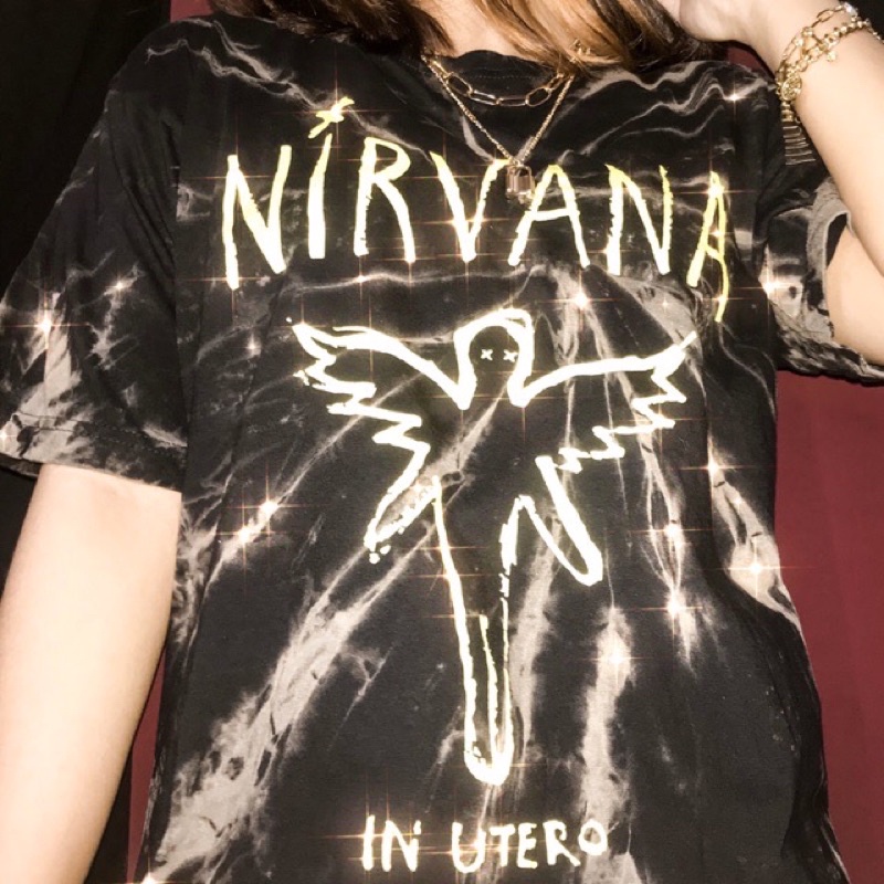 Kaos Nirvana Oversized Tie Dye T-Shirt Unisex Black