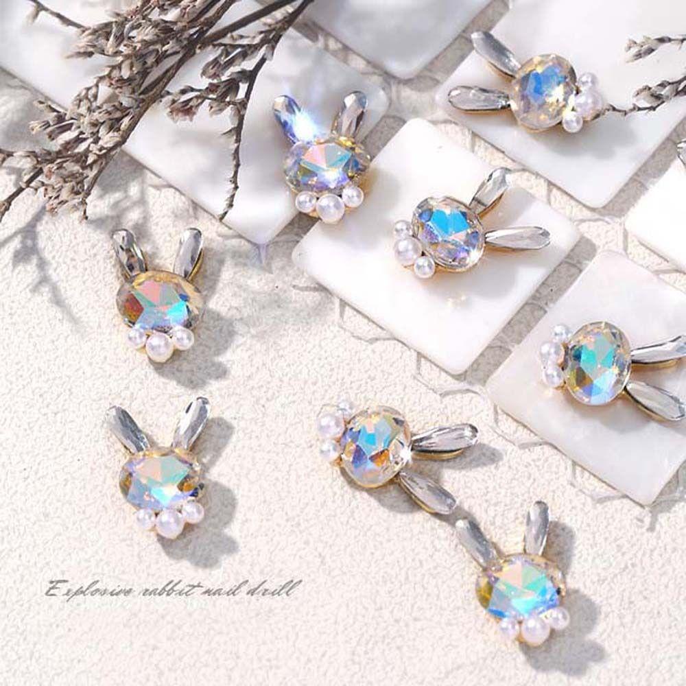 Mxbeauty Kelinci Kuku Berlian Imitasi Lucu DIY Nail Art Manicure Aksesoris Mutiara Kelinci Kartun Nail Art Drills