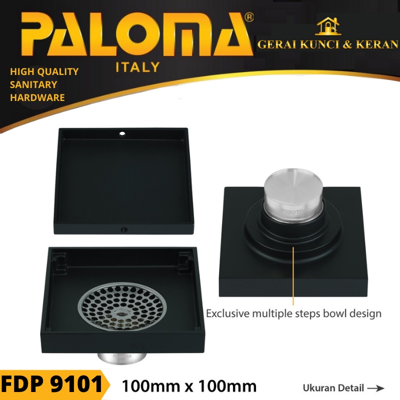 PALOMA FDP 9101 Floor Drain Strainer Saringan Got Kamar Mandi Anti Bau HITAM BLACK MATT