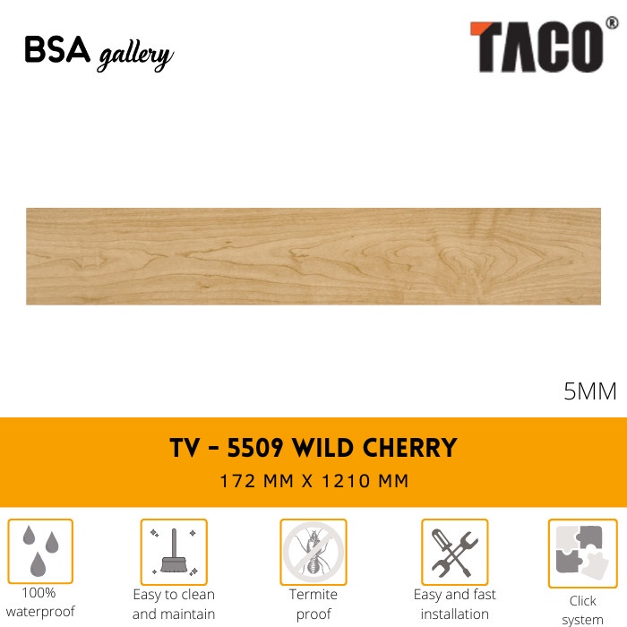 TACO SPC 5MM TV 5509 WILD CHERRY / LANTAI KAYU VINYL CLICK SYSTEM