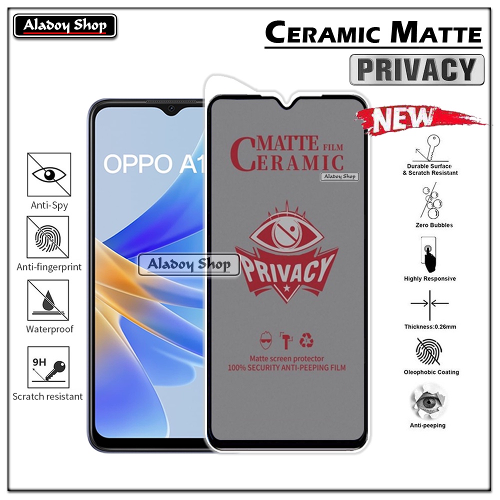 Tempered Glass Anti SPY Oppo A17 Anti Gores Privacy + Tempered Glass kamera dan Skin Carbon