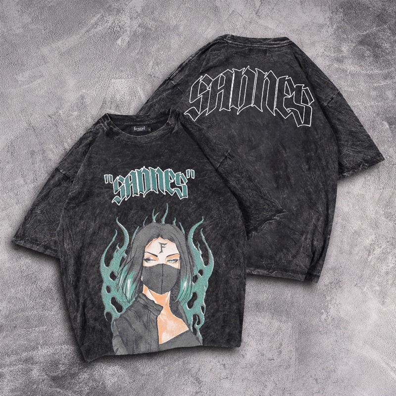 [N01067] T-shirt Oversized Distro Wash Motif &quot;SADNES&quot;