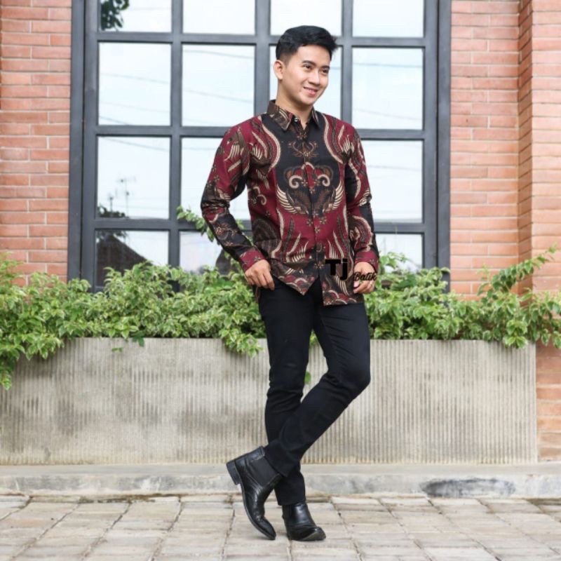 KEMEJA BATIK PRIA LENGAN PANJANG SIZE M L XL XXL  BSWART BatiK HRB026 Kenongo Hem Panjang