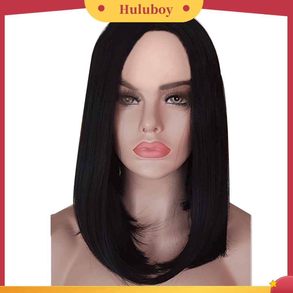 Wig Rambut Sintetis Model Bob Lurus Tahan Panas Untuk Wanita