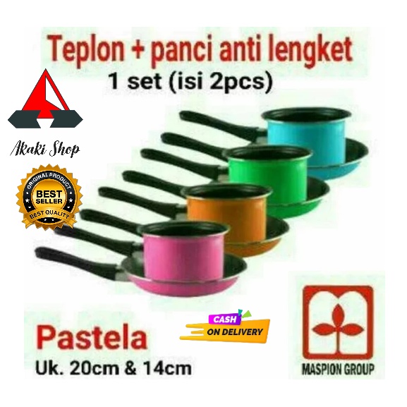 COD Maspion Pastela Panci Milk Pot Teflon + Frypan Anti Lengket 1set Isi 2pc