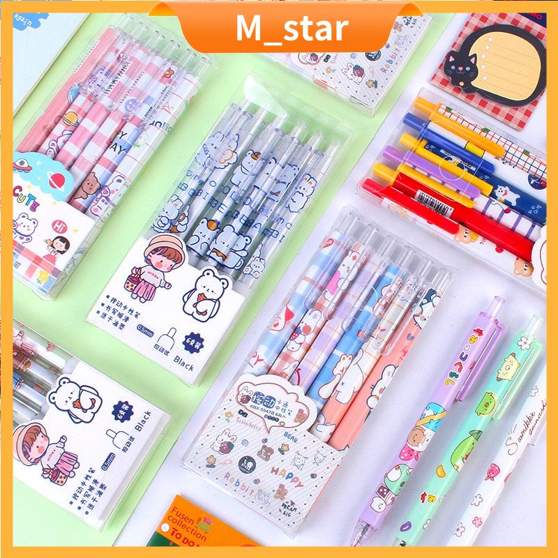 

(6pcs) Set Pen Gel Mekanik 0.5mm Motif Cartoon/Pulpen Aesthetic/Pulpen Gel Mekanik Lucu