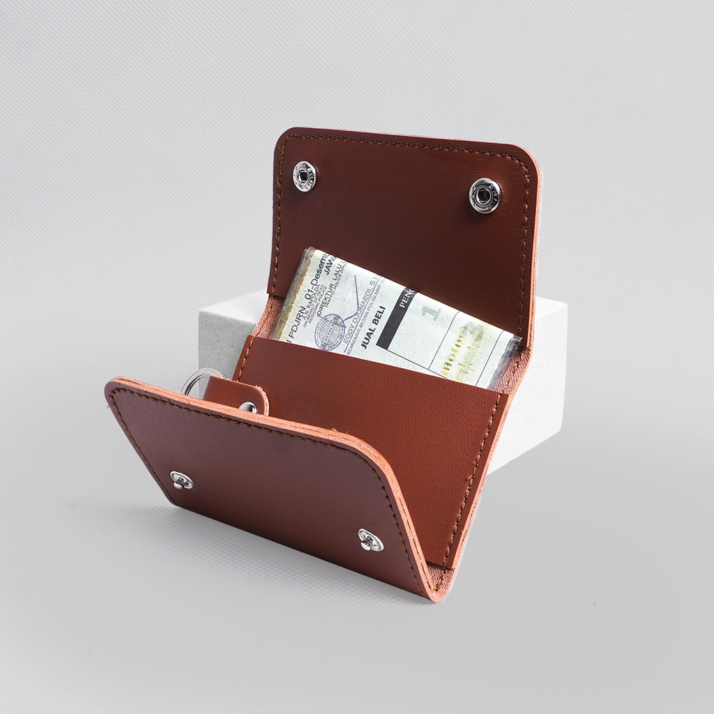 Prodigo * Ranai Dompet STNK Motor Mobil Kulit | Gantungan Kunci | Key Wallet stnk-Brown