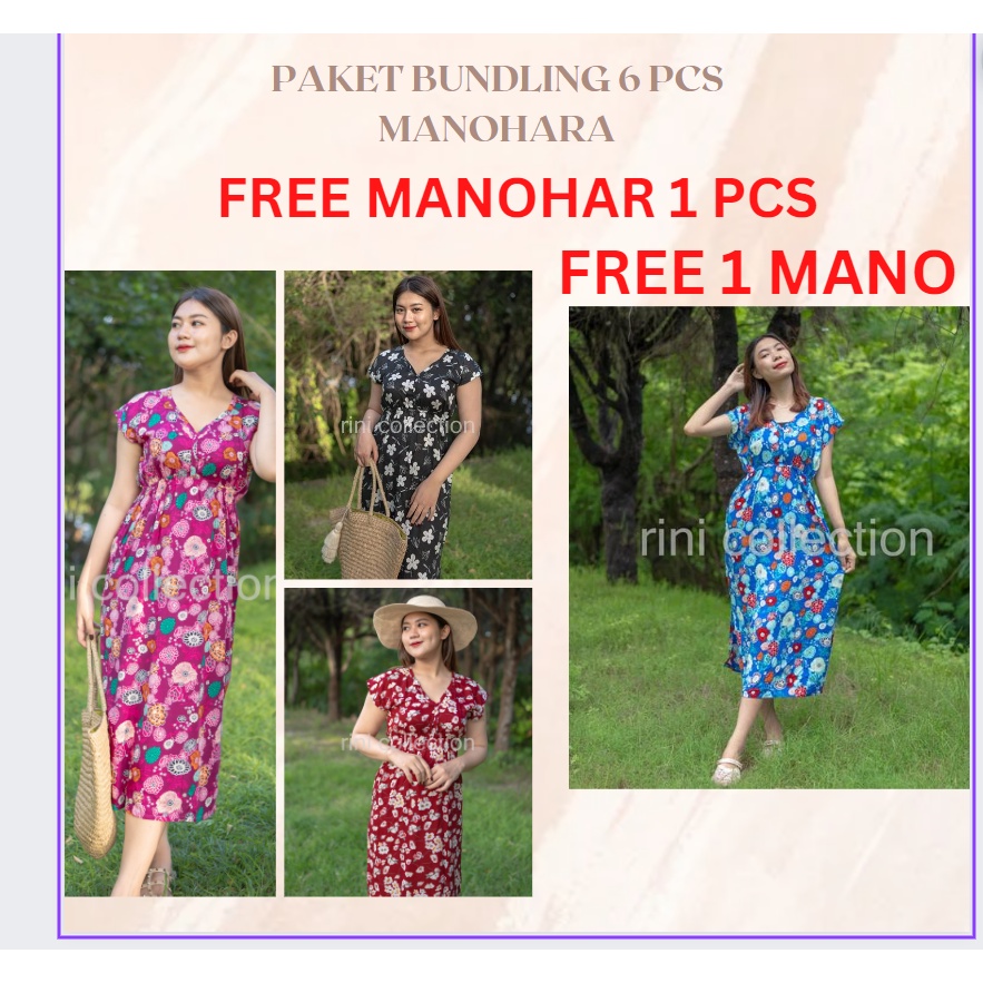 Bundling 6 pcs Dress Manohara Bali Free 1 Pcs Dress Manohara