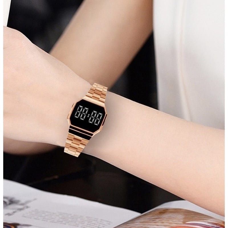 Jam Tangan Unisex Digital Stainlisa LED Touch Screen Untuk Pria Dan Wanita / Jam Tangan Wanita Digital Tahan Air  Tali Anti Karat / Jam Tangan Pria Wanita Termurah Simple / Jam Tangan Wanita Formal Kekinian Lagi Viral Bisa Bayar Di Rumah