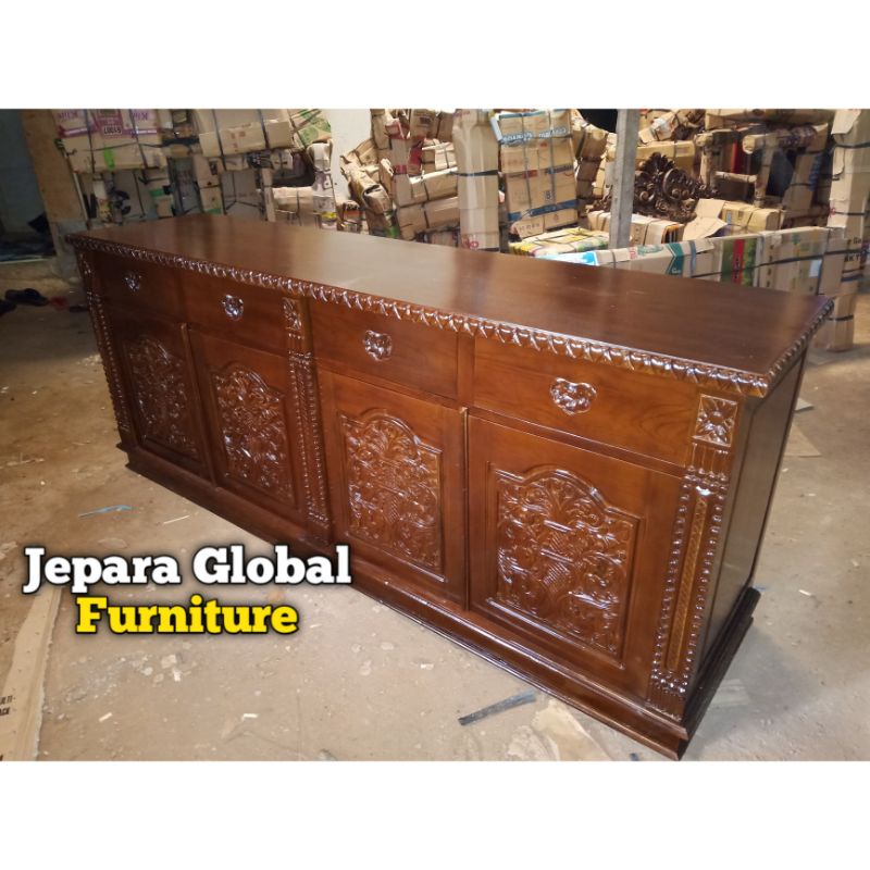 Bufet cabinet jati kawung ukir rahwana ( bufet tv jati, cabinet jati, nakas ukir jati )
