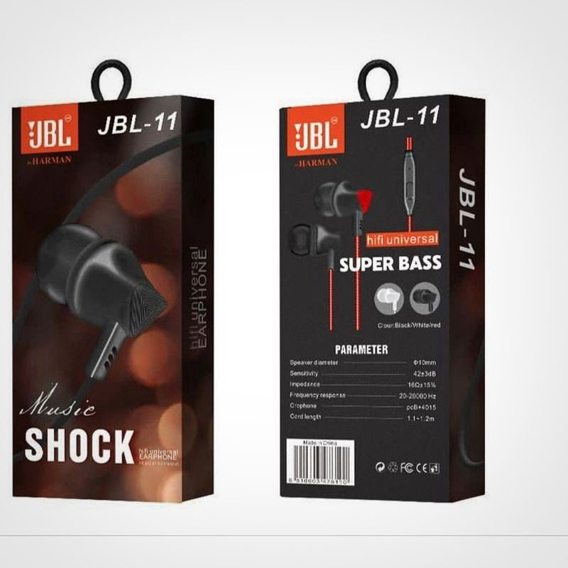 HANDSFREE SUPER MEGA BASS MUSIC SHOCK EARPHONE JBL STYLISH DESIGN BASS STEREO