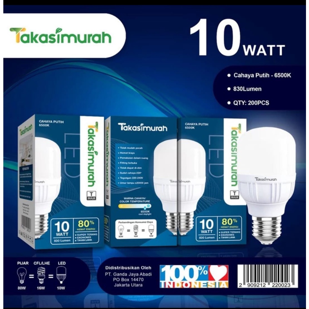 Lampu LED 10 Watt TAKASIMURAH 10W Takasih Murah Terang dan Hemat harga Grosir