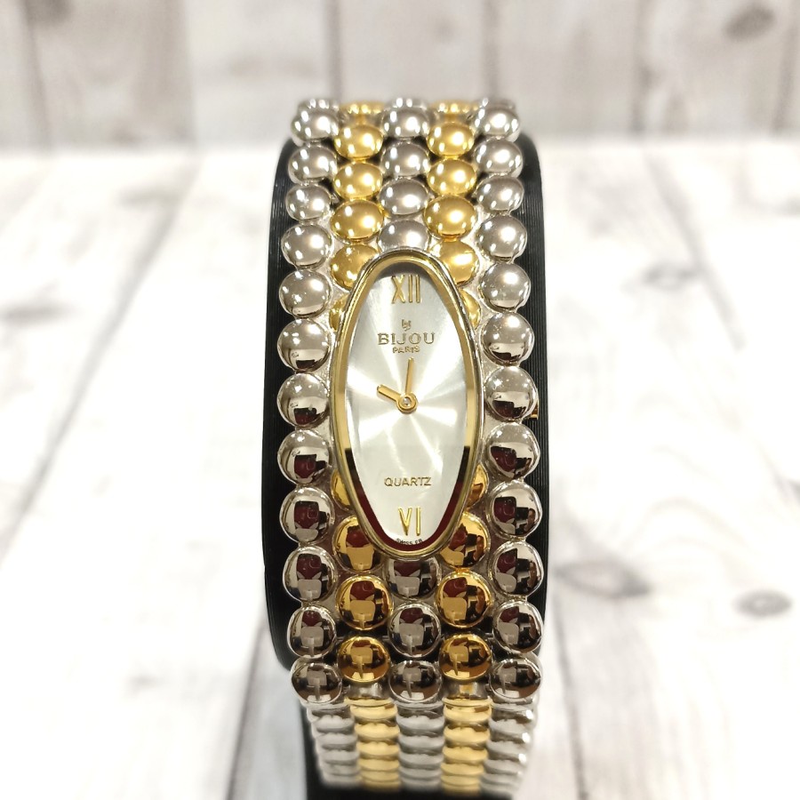 Jam Tangan Bijou Paris 18k Gold Plated Quartz Emas Rantai Wanita Original Asli Murah Terbaru
