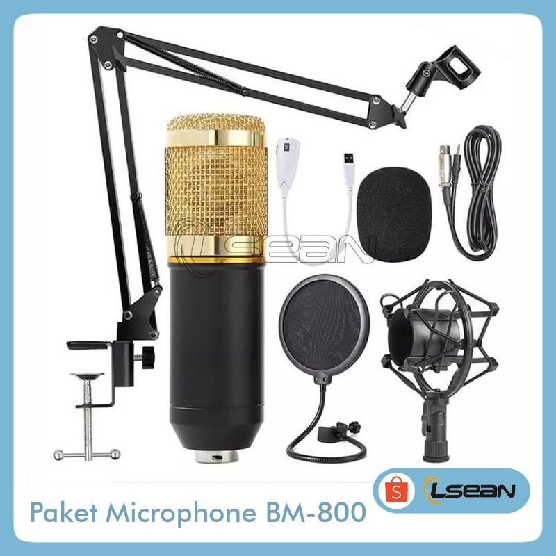 PAKET MICROPHONE CONDENSER RECORDING BM-800 MIC STUDIO PROFESSIONAL