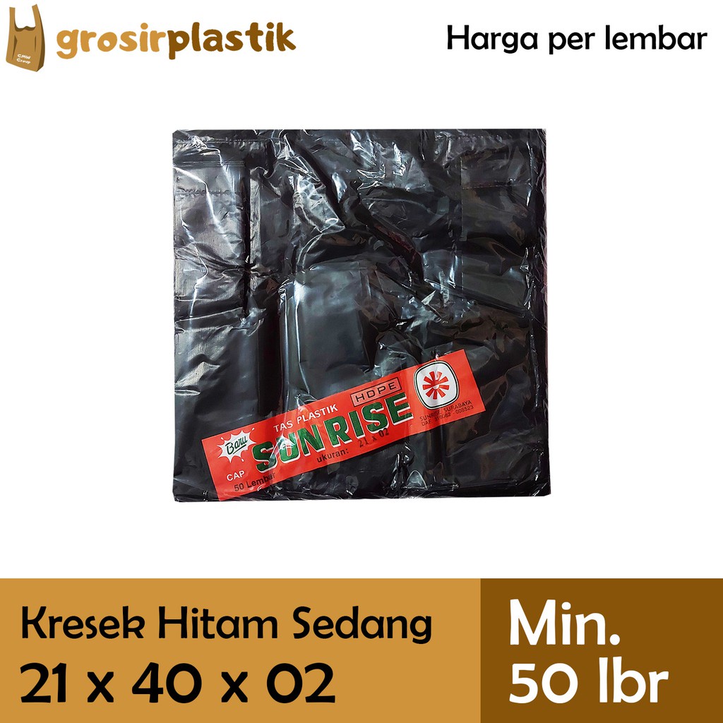 [LBR] GK22 Kantong Plastik Sunrise Hitam 21x02x40 Kresek min 50 lbr