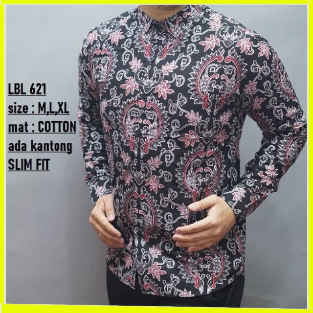 KEMEJA PRIA BATIK LENGAN PANJANG HEM BAHAN KATUN HALUS 40S LBL 621 MEWAH PREMIUM BAJU ELEGANT SIZE M L XL  SKU MS JAKARTA