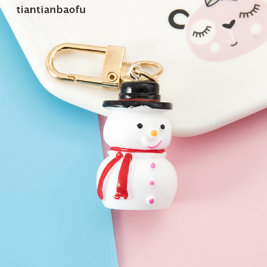 [tiantianbaofu] Kartun Natal Gantungan Kunci Hadiah Perhiasan Lucu Kartun Santa Claus snowman Topi Pohon Natal elk bell Liontin Butik