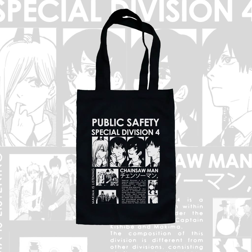 TOTE BAG HITAM - CHAINSAW MAN