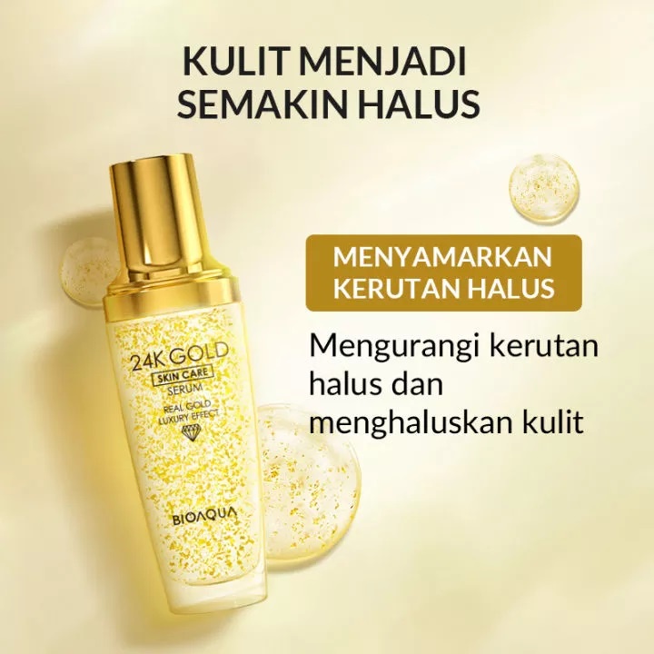 BIOAQUA 24K Gold Facial Kit paket skincare (Gold Toner 100ml+Gold Serum 100ml+Essence Cream 50g) BPOM