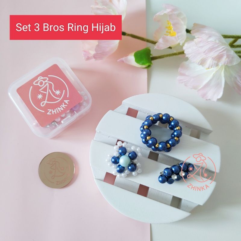 [SET] Bros Dagu, Bros Bahu Dan Ring Hijab [Kemasan Box Mika]