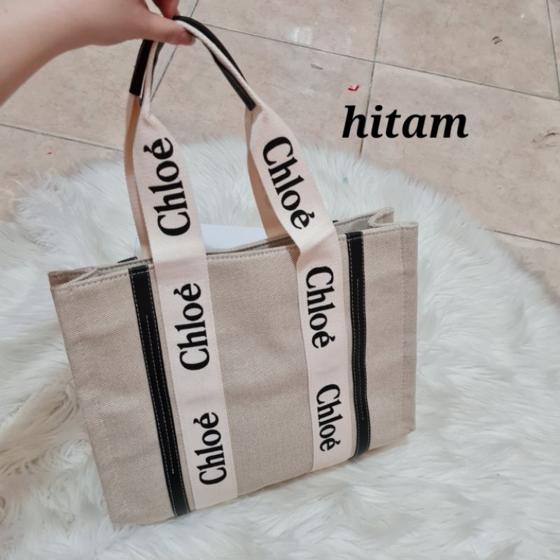 TAS TOTE WANITA IMPORT / CHL*E CANVAS TOTE BAG UK 37x8x31