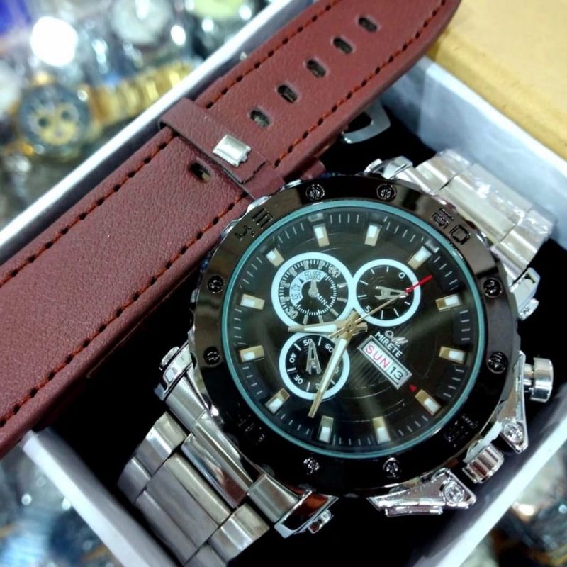 New COD!!!!! Mirete Jam Tangan Pria Analog Original Import | Realpick | Tanggal Hari Aktif | Water Resistant | Free Tali Kulit | Terlaris | Termurah | Jam Tangan Pria Tahan Air | Jam Tangan Pria Bayar Cod