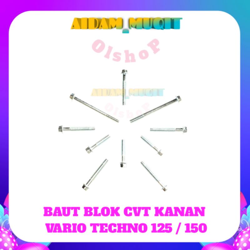 BAUT BLOK CVT VARIO 125 VARIO 150 BAUT BLOK CVT VARIO TECHNO BAUT BLOK MESIN VARIO 125 TECHNO BAUT BLOK MESIN VARIO 150 SATU SET