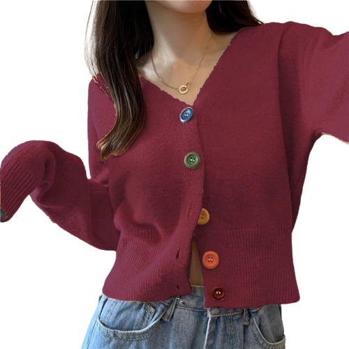 TokoMilkan - Cardigan Rajut Wanita BUTTON RAINBOW Cardy