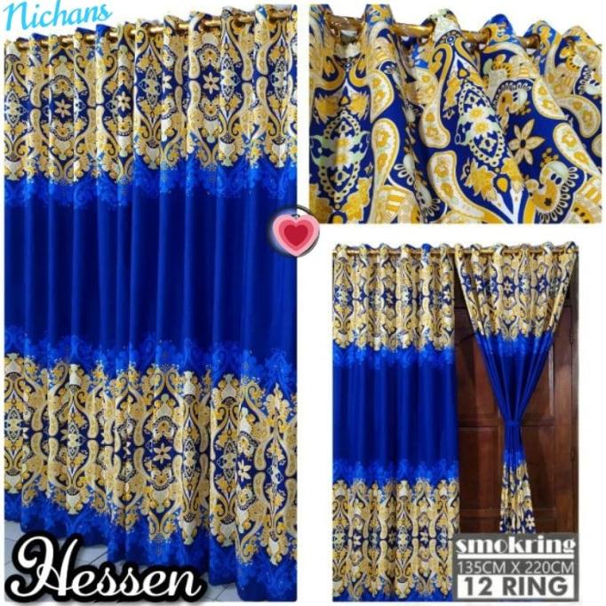 BAYAR DITEMPAT GORDEN SMOKRING MURAH 12 RING MOTIF HESSEN BATIK SULTAN BIRU /GORDEN JENDELA/GORDEN P