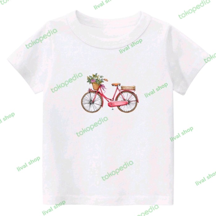 Terbaru Kaos Baju Anak Perempuan Dan Laki Laki Usia 1-10 Tahun Gambar Sepeda