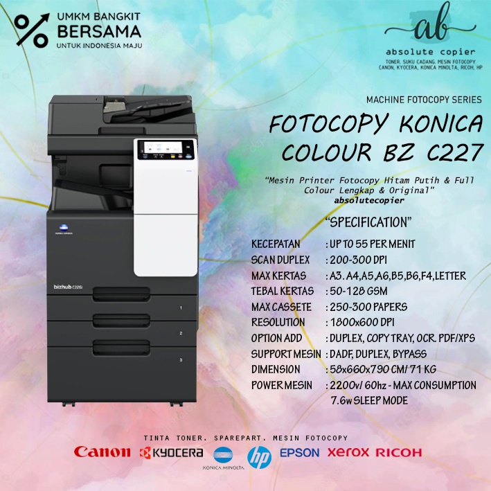 MESIN FOTOCOPY KONIKA KONICA MINOLTA WARNA C227/C 227 COLOUR ORIGINAL