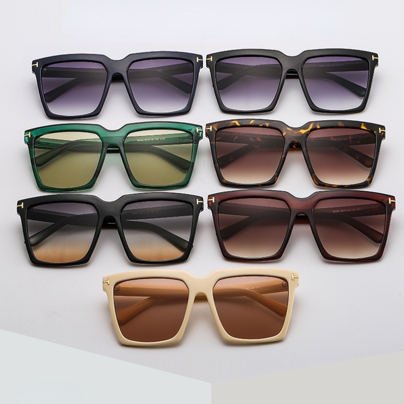 (YUZHU) Ins Fashion T-shaped Oversized Frame Square Sunglasses New Fashion Gradient Shade Sunglasses Women