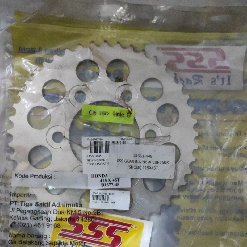 gir gear Belakang sss CB 150 R new 2019 415-45T