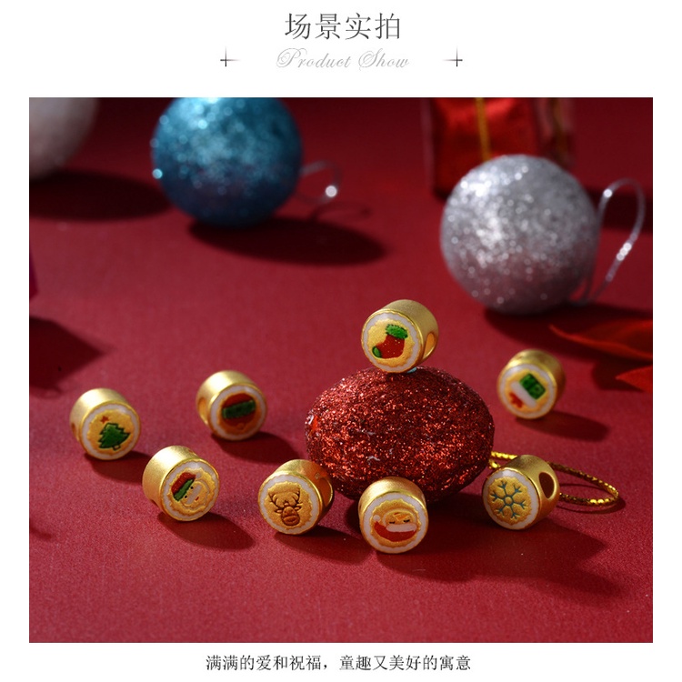 Goldkingdom Perhiasan Fashion Emas Asli Kadar 375Bangkok Aksesoris Ready Stock Hadiah Berlapis Emas 3D Santa Snowman Pasangan Laki-Laki Dan Perempuan Gelang Liontin